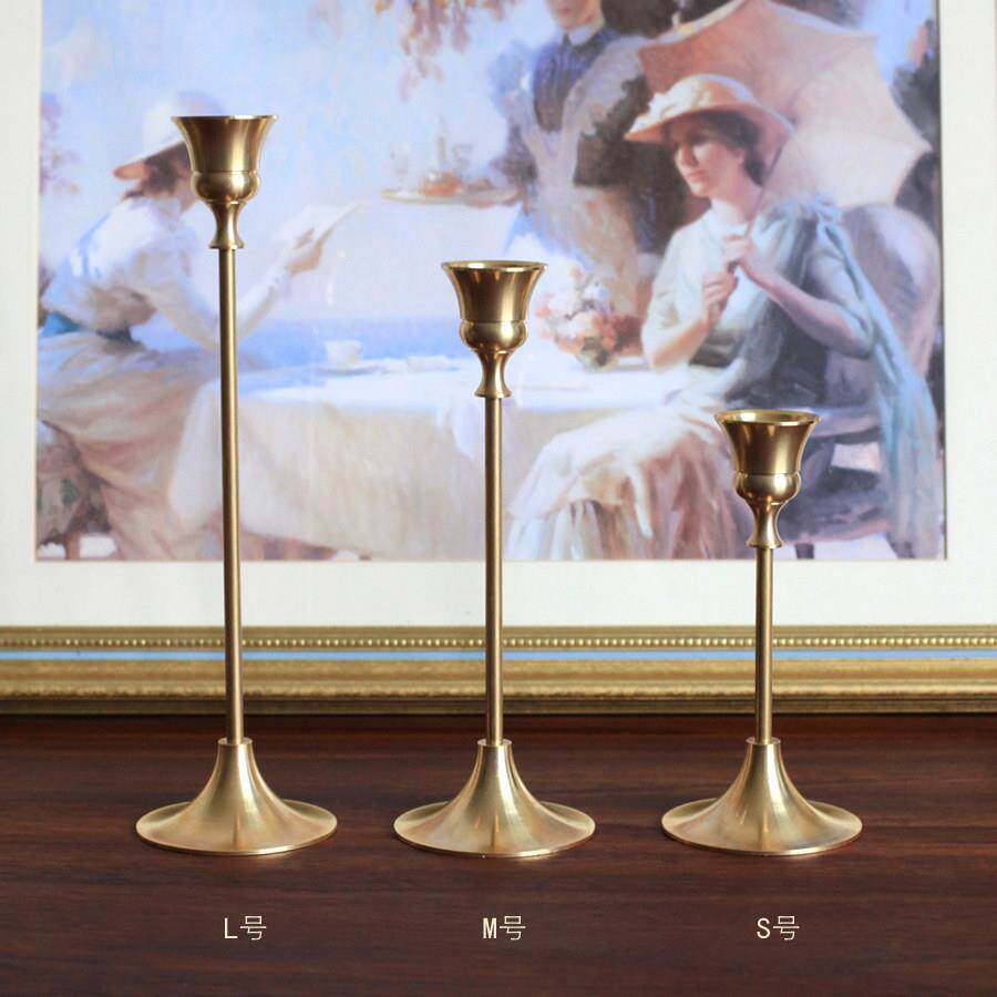 88热销保证纯铜 黄铜单头蜡烛台ins风样板房婚礼北欧式浪漫覆古