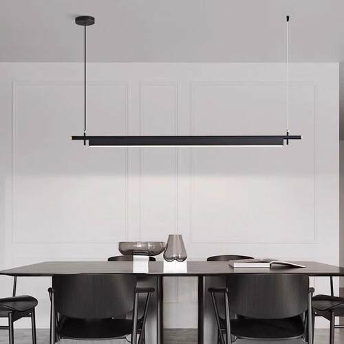 意式极简餐厅吊灯简约复古书房餐桌岛吧台一字长条办公室护眼吊灯