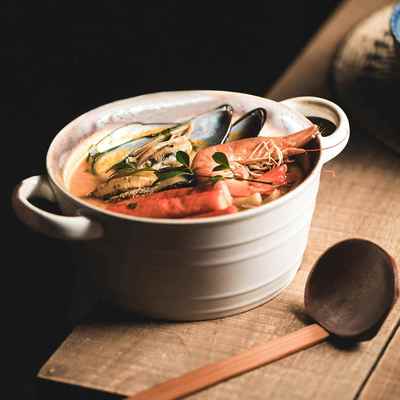 双耳汤碗家用10寸盛汤盆大号冬阴功汤碗陶瓷深碗麻辣烫碗面碗防烫