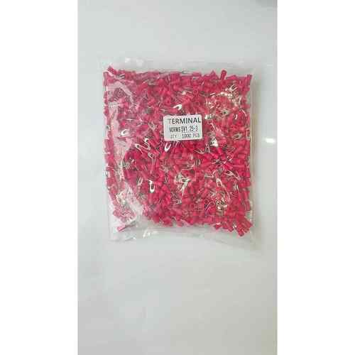 冷压接线端子SV1.25-3叉型预绝缘铜线鼻黄铜U型线耳插口端头红色