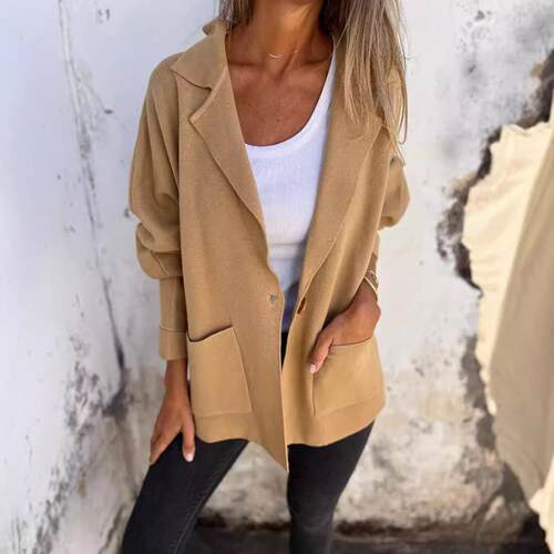 Women's single lapel pocket jacket jacket