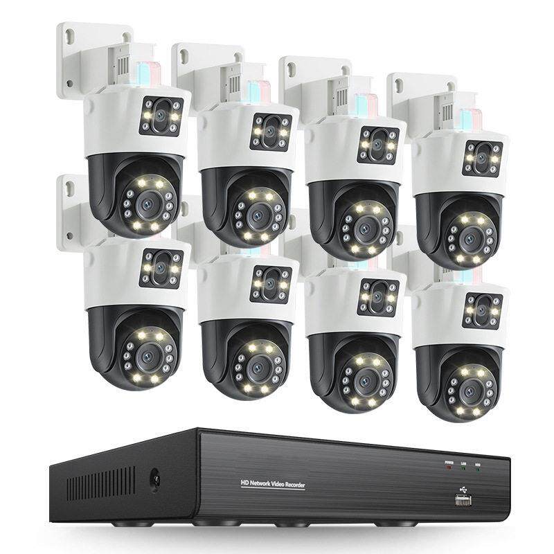 4k800万像素PoE网络清球机监控设备套装双镜头全景视角