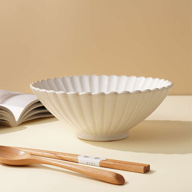 白屿 日式窑变菊花斗笠碗面碗大碗汤碗大号面碗泡面家用陶瓷碗