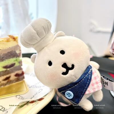 自嘲熊娃衣厨师套装13cm超萌10cm娃用头套牛仔三角围兜装饰配件