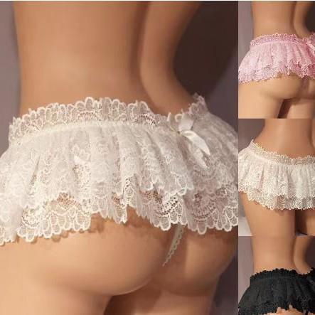 thong temptation cute sexy lace ruffled pleated lace womens