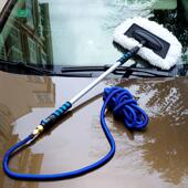 新款 刷子伸缩735杆专水带冲水会喷 用通洗车拖把225可以接水0管