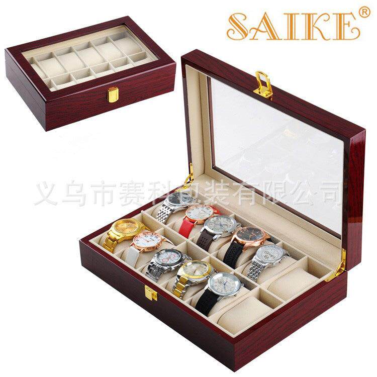 厂家现货12位钢琴漆手表盒木质手表盒高光烤漆手表收纳盒箱子
