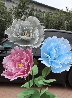巨型仿真亚麻牡丹花婚庆装饰家居装扮商场布景拍摄道具仿真花套装