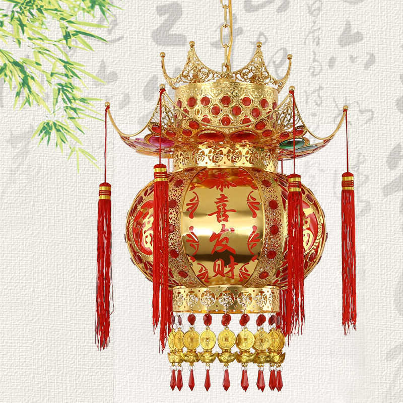 灯笼挂饰过新年旋转七彩走马灯结婚新款乔迁阳台红灯笼大门口吊灯