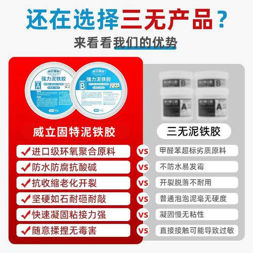 黑白灰修补强力泥塑胶泥修补胶