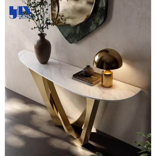 玄关台设计师轻奢简约现艺术设计感创意网红靠墙窄桌大理石条案