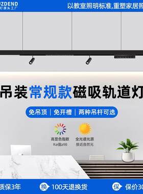 吊装磁吸轨道灯办公室吊灯明装款餐厅店铺展厅吊装磁吸吊线射灯