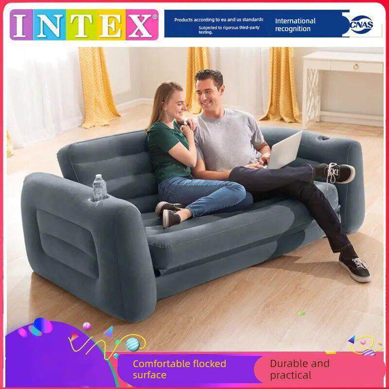 正品INTEX66552双人充气沙发床多功能可折叠床客厅充气懒人沙发