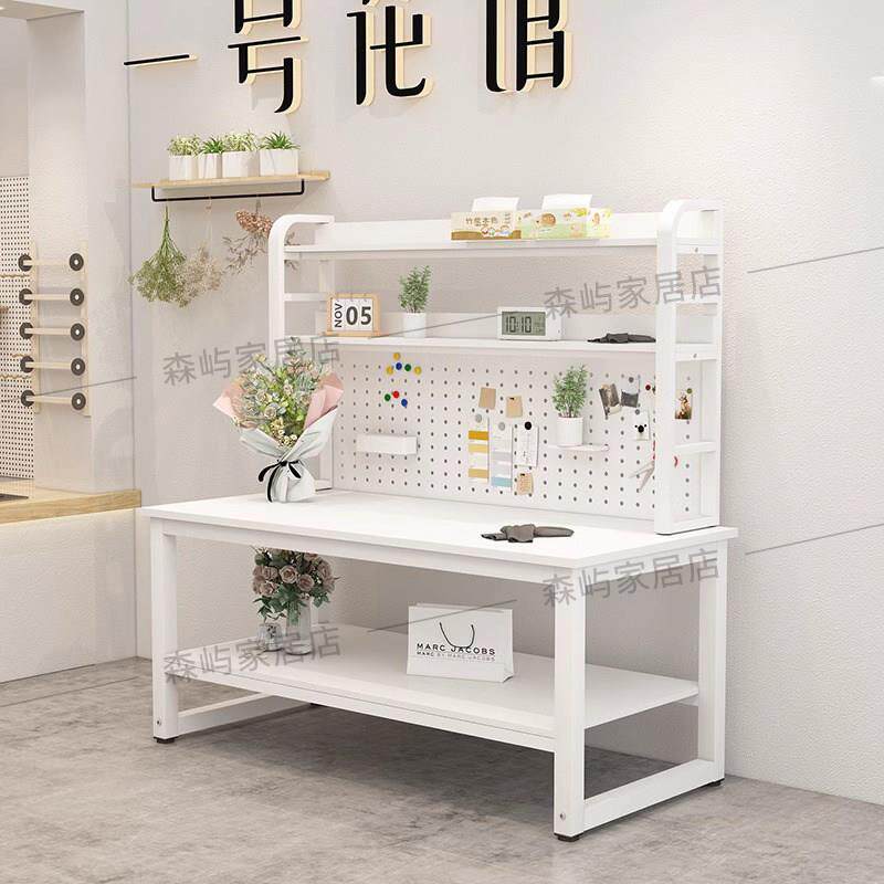 花店工作台打包桌仓库快递打包台电子服装厂裁剪台操作桌带置物架