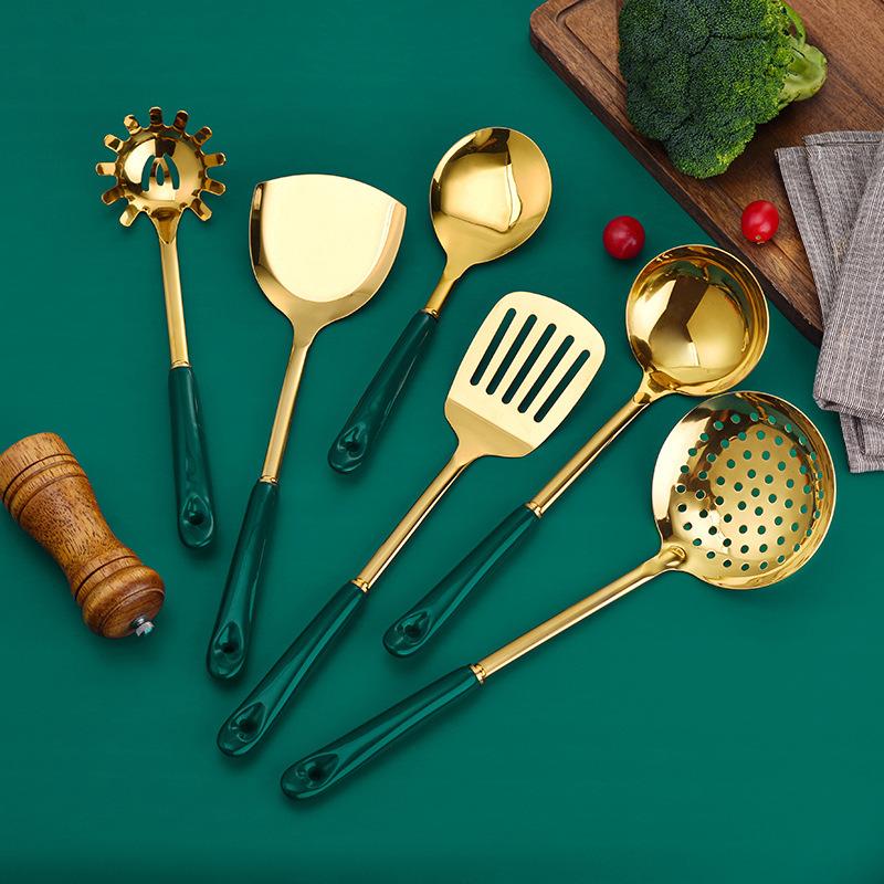 北欧厨房全套漏勺汤勺防烫手柄铲炒菜铲勺厨具用品七件套耐高温