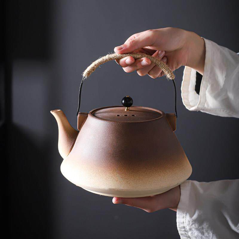 2000毫升大号烧水壶粗陶壶明火电陶炉煮茶煮水提梁壶围炉煮茶新款