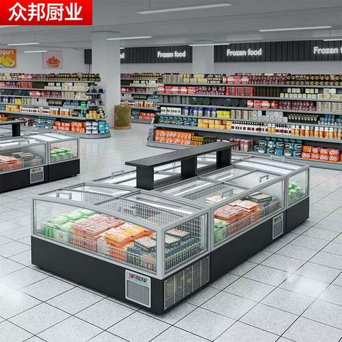 商超岛柜保鲜柜商用食品组合岛柜超市卧式冷冻柜冷藏展示柜冰柜