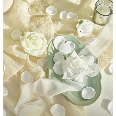 100pcs/bag White Silk Satin Rose Petals Handmade Artifical F
