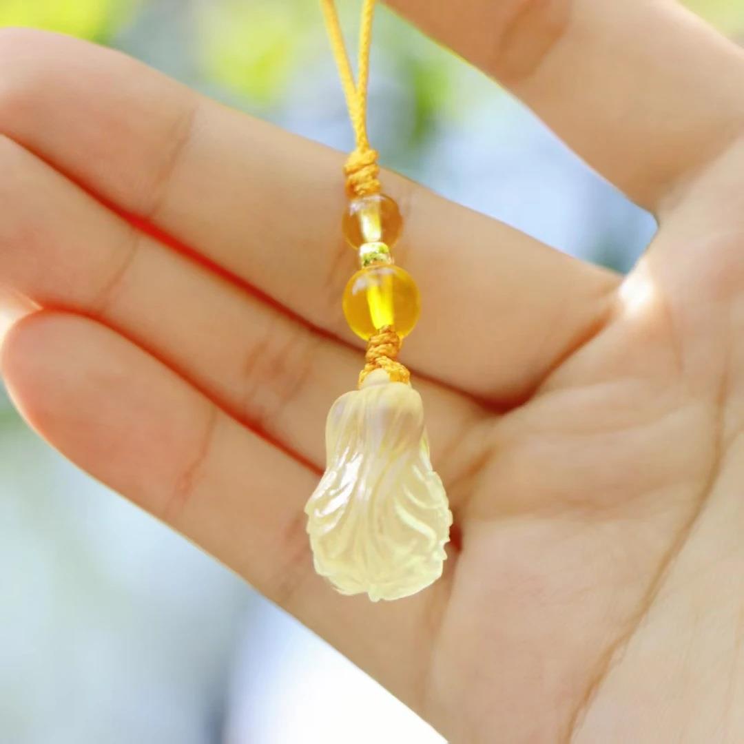 东魅白菜手工琉璃黄色半透明可爱钥匙扣挂件饰品景区文创产品