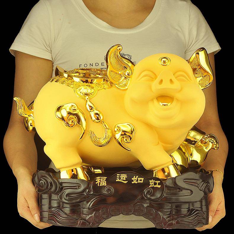 金猪摆件招财十二生肖猪风水创意工艺品家居可爱客厅酒柜装饰品