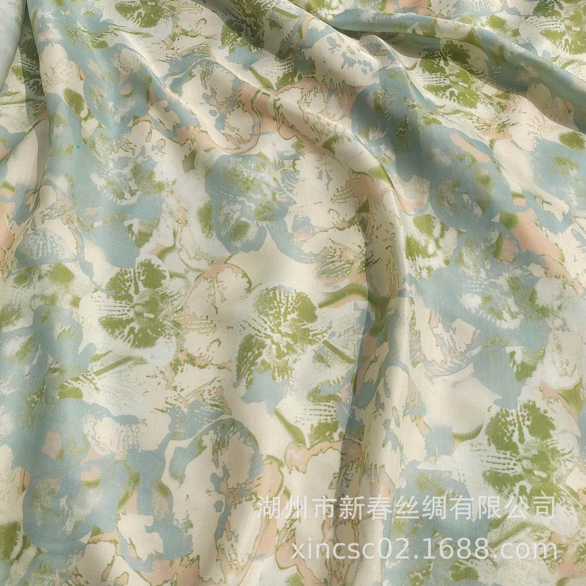 6真面料1姆RYK米真丝丝人棉缎数码印花真丝人棉交产织品