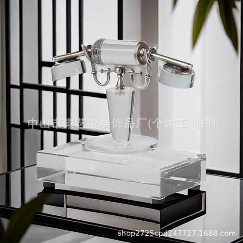 BJ0129新中式古晶水电话复机摆件样板房居家客软厅桌面茶几装饰品