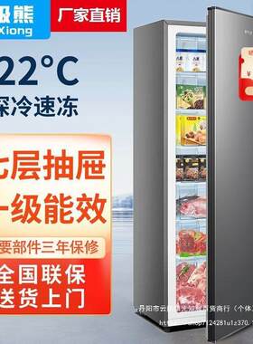 北极熊立式冰柜抽屉式家用全冷冻柜侧开门立体大冷柜小型冰箱母乳