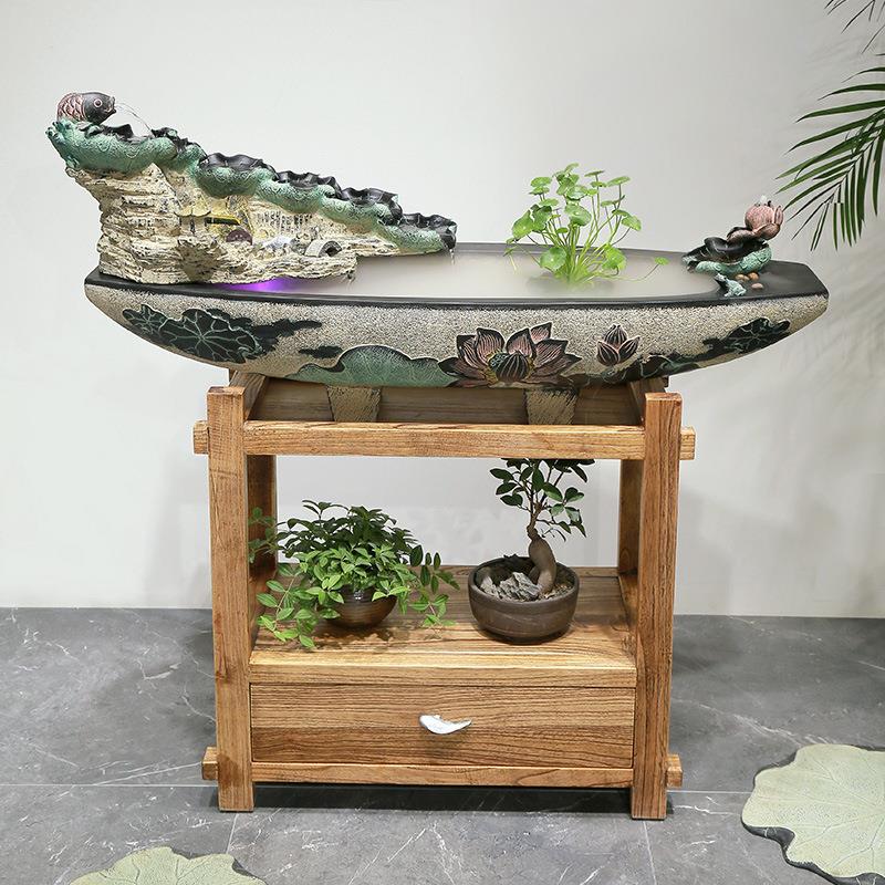假山流水喷泉盆景鱼缸加湿器水景客厅办公室家居装饰品 创意摆件