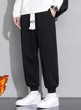 裤子男束脚卫裤春秋韩版宽松灰色运动裤男士美式新品针织休闲长裤