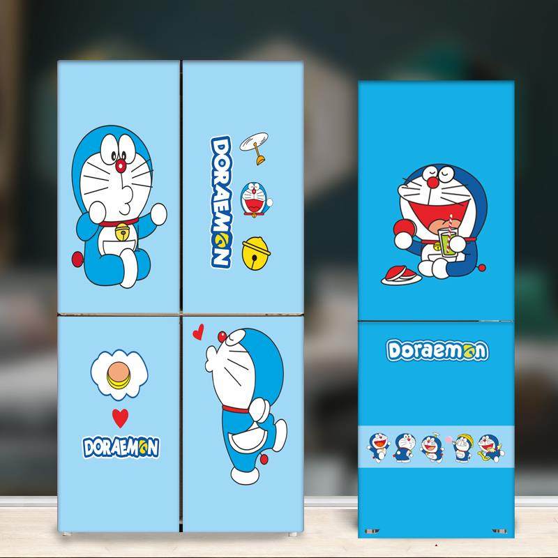哆啦A梦机器猫冰箱冰柜整张全贴装饰定制PVC贴纸防水自粘可移除胶