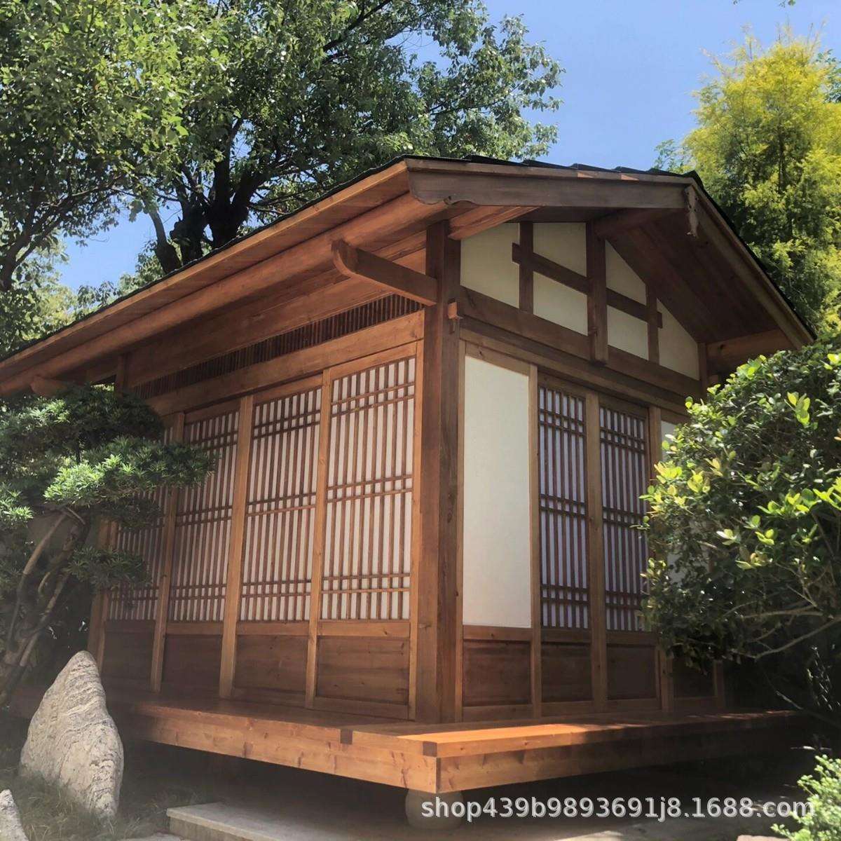 户外防腐木网红小木屋别墅日式亭茶室中式农村小院民宿庭院小房子