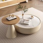 岩原木色风拉伸户型客厅茶几落地板组合实木电视柜大小柜简约奶油