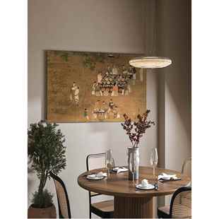 《文会图》新中式装饰画宋代美学中古客厅茶室挂画覆古风玄关壁画