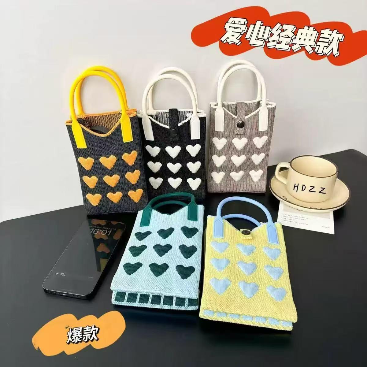 手机包女斜挎迷你小包高级感韩国ins原创针织手提新款便捷收纳学图片