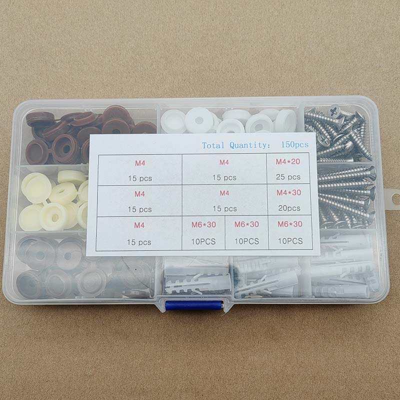 150pcs螺钉装饰盖遮丑帽子自攻钉保护孔塞盖扣膨胀管PP塑料连体螺