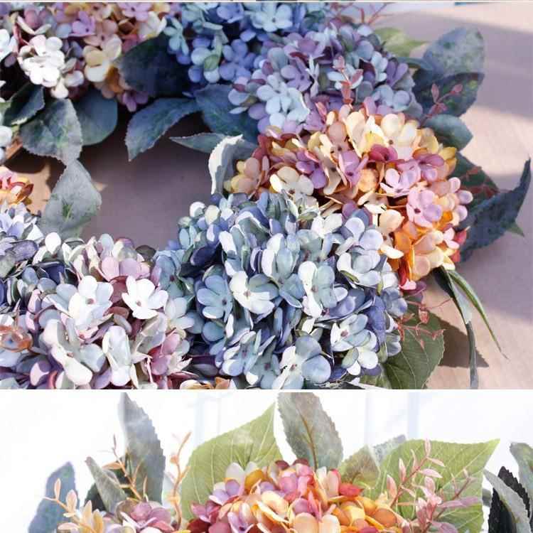 新款置绿欧式蓝色绣球花环挂饰婚庆装AL-65984植饰品件摆布道具仿