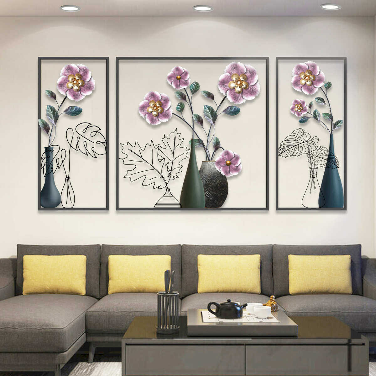 现代欧式铁艺挂件墙面装饰客厅背景墙玄关金属壁饰创意花朵壁挂,家居饰品,壁饰,淘宝优惠券,粉丝福利购,淘宝优惠卷