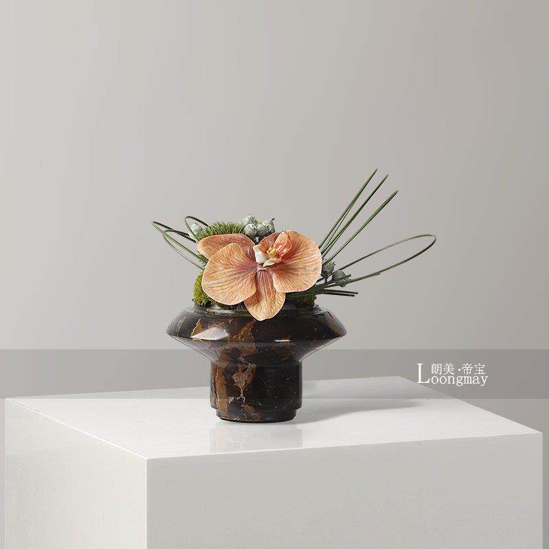 艺术大理石花瓶小桌花样品屋展示中心洽谈桌化妆室茶几花器花艺新