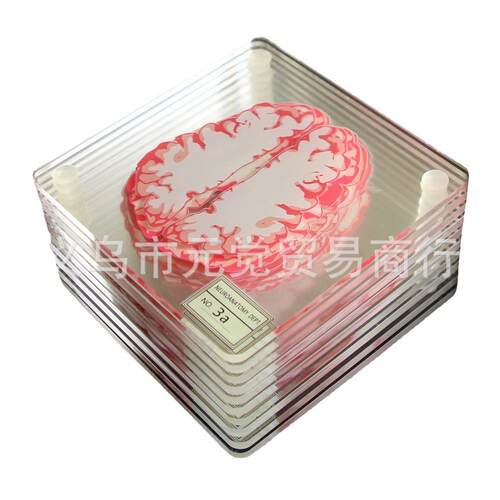 跨境万圣节血溅印亡灵花卉大脑切片 Coasters 派对用品亚克力杯垫