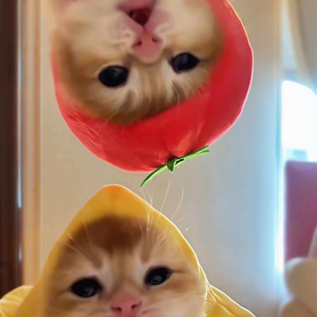 小猫水果头套奶猫搞怪帽子幼猫可爱ini毛绒变装帽拍照装饰品道具