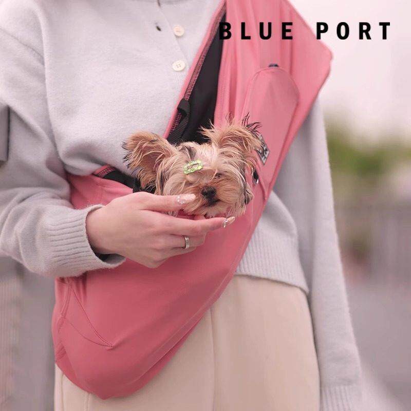 Blueport宠物轻便出行斜挎包猫包狗包时尚可携式小型犬外出揹包布