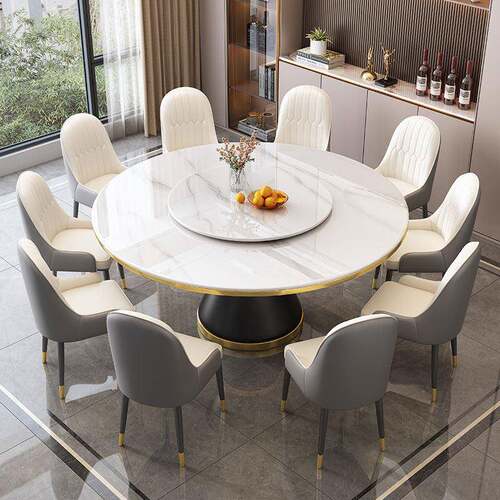 国家补贴圆形岩板餐桌椅2026新款家用10人吃饭桌子现代简约大圆桌