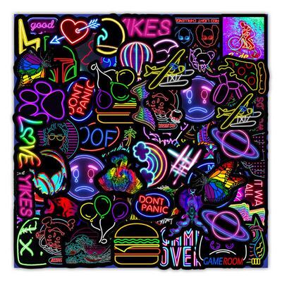 50PCS Cartoon Neon Light Graffiti Stickers Car Guitar Motorc