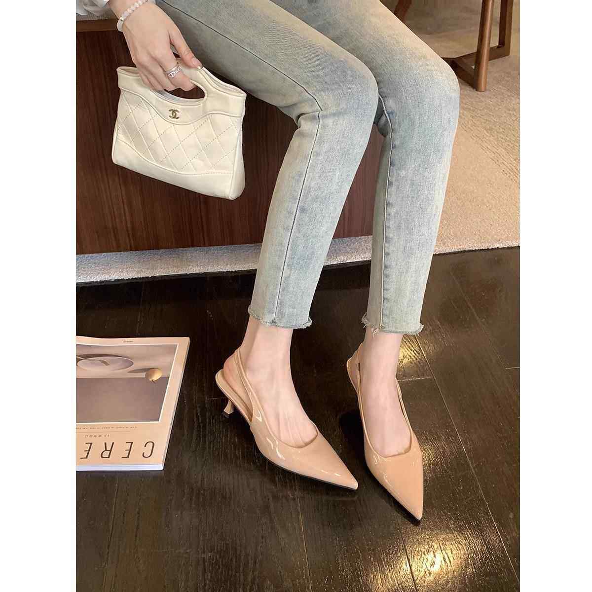 一脚蹬气质细跟小尖头高跟鞋浅口后空优雅两穿小猫高跟单鞋女春款,女鞋,浅口单鞋,淘宝优惠券,粉丝福利购,淘宝优惠卷