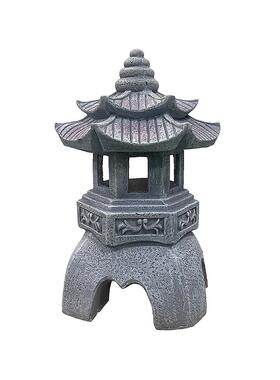 太阳能中式仿古石塔户外佛具禅意庭院花园树脂工艺品尖顶宫灯摆件