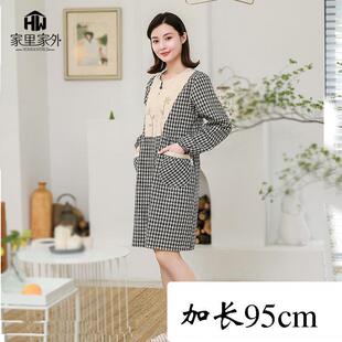 厨房家用围裙时尚工作服防水防油成人罩衣女长袖拉链制定日系可爱