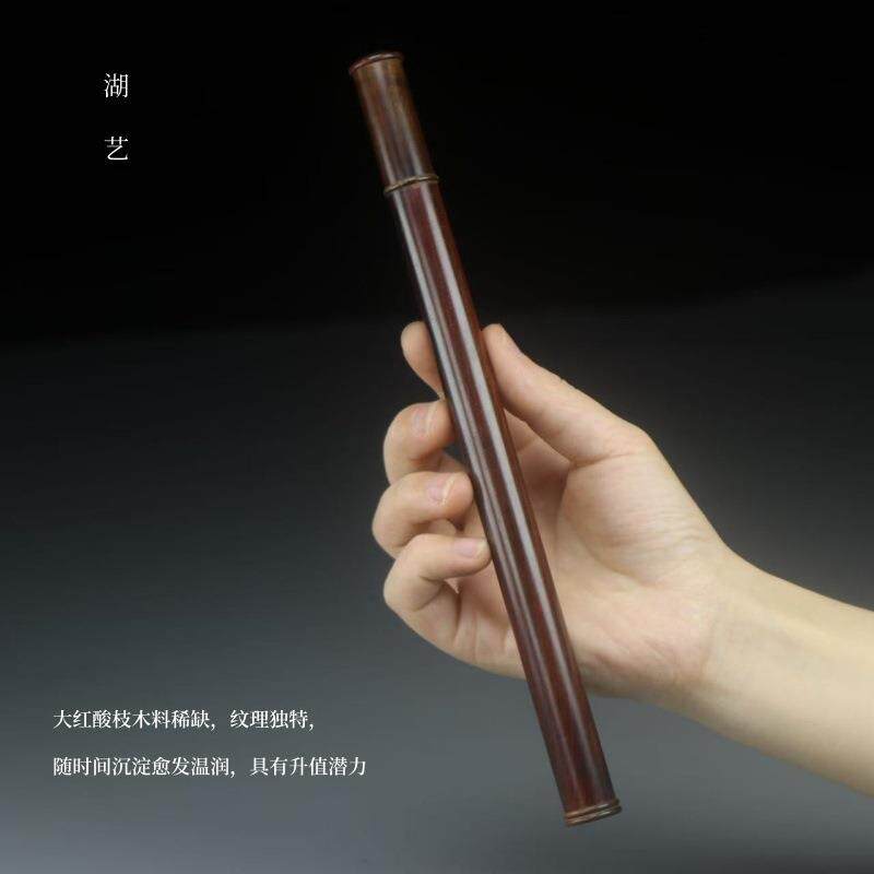 精选老料大红酸枝带香插线香筒香管香盒香道用具
