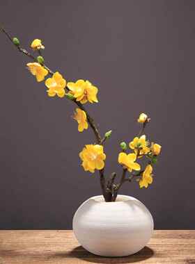 新中国风白色素烧陶瓷花瓶套装简单梅花干花器客厅梅花插花装饰