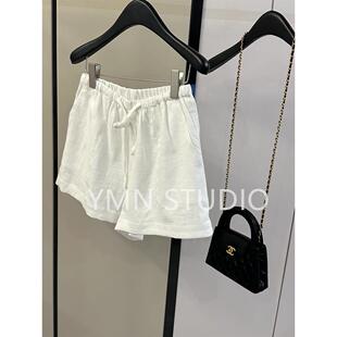 子亚麻质感柔软显瘦显腿长休闲裤 裤 白色短款 绝绝子CHAO爱自留款