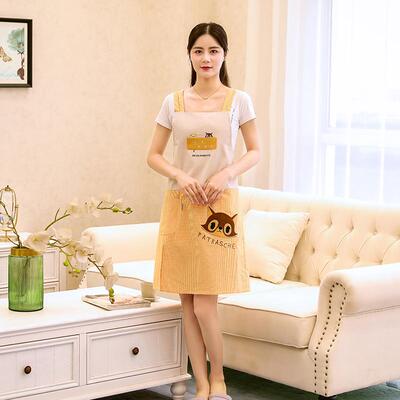 新制韩版围裙家用厨房工罩衣纯棉时尚可爱无袖污作服女围腰防定包
